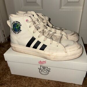 Adidas Kids High-Top Sneakers - Cream and Black